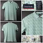 Ocean Pacific Mens 3Xlt Long Tall  (48In Chest) Blue Green Hibiscus Floral Polo