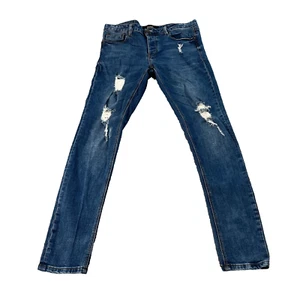 Pantalones de mezclilla Diesel para hombre ajustados desgastados azul medio lavado elástico W32 L32 originales - Imagen 1 de 13