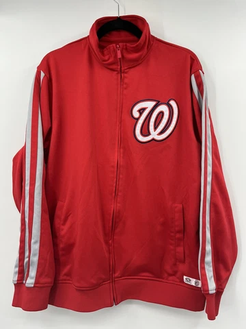 MLB Washington Nationals True Fan Full Zip Track Jacket Size Large Cover
