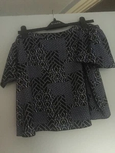 Black and Blue Bardot Top - New Look - Size 14 - Picture 1 of 3