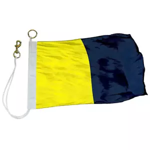 MARITIME ICOS SIGNAL NAUTICAL FLAG EDER 4'x6' Letter K Size 14 Brass Snap &Rings - Bild 1 von 8