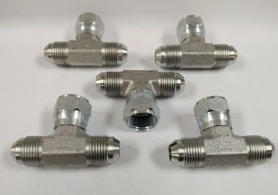 1/2" JIC TO 1/2" JIC TO 1/2" FJIC SWIVEL TEE FITTINGS (LOT OF 5) 6600-08-08-08 - Image 1 of 2