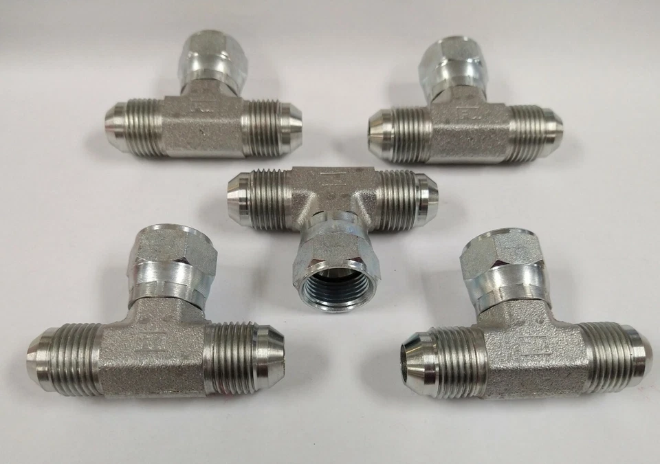 1/2" JIC TO 1/2" JIC TO 1/2" FJIC SWIVEL TEE FITTINGS (LOT OF 5) 6600-08-08-08 - Image 1 of 2