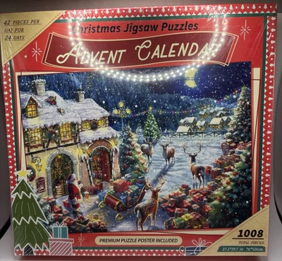 Christmas Celebration Jigsaw Puzzle Advent Calendar  1008 Pieces 42 Pc A Day NEW - Image 1 of 3