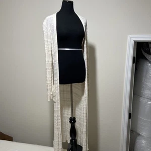 Anthropologie Moth Cardigan Duster Early Sun Linen Blend Long Beige Coastal S - Picture 1 of 16