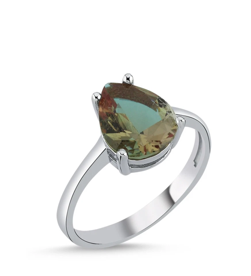 Zultanit Stein Damenring 925 Silber Sultanit Tropfen farbwechselnde Damen Ring - Bild 1 von 1