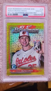 ADLEY RUTSCHMAN 2024 Bowman Chrome Mega /75 My 1st Bowman Mojo Yellow ID:115639 - Picture 1 of 2