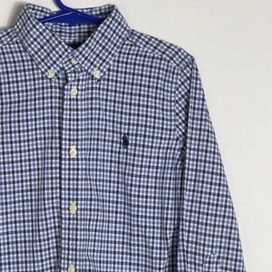 Ralph Lauren Boys Size 5 (XS) Gingham Button Down Shirt – Blue White Check - Picture 1 of 10
