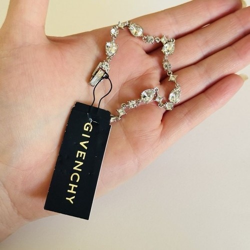 Givenchy Bracciale Tennis Flex Cristallo Strass Argento High End Designer Nuovo con etichette 7"