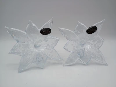 De Colección Par de Vidrio Soplado a Mano de Murano Flor de Lirio Arte Vidrio Tallo Rizado Blanco Foto 1 de 4