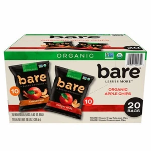 Bare Baked Crunchy Organic Crispy Reds & Cinnamon Apple Chips 10.6 oz/ 20 Bags - Picture 1 of 3