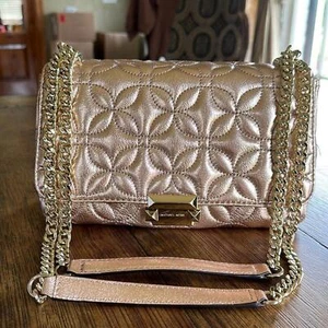 Michael Kors | Metallic Rose Gold Floral Quilted Shoulder Bag | 0760 - Picture 1 of 9