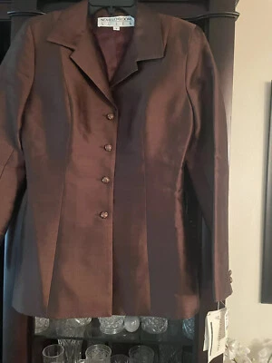 Chaqueta de seda Shantung marrón Noviello Bloom, talla 8, nueva con etiqueta. Original $500.0 Foto 1 de 4