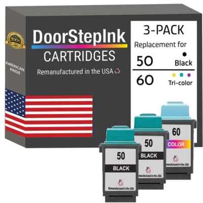 DoorStepInk Compatible Ink Cartridges for Lexmark #50  2Bk and #60 Tri-Color-USA - Image 1 of 4