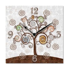 Orologio da parete Decorativo CLOCKART Quadrato 30x30 cm Tree White
