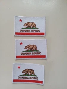 3 PACK California Republic Flag Patch DIY Iron on Clothes Jacket Backpack - Picture 1 of 7