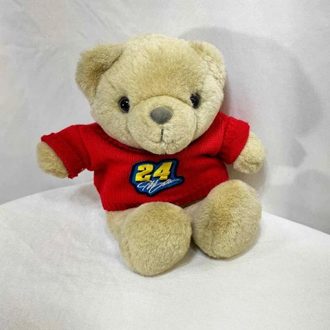 Vintage Jeff Gordon #24 NASCAR Teddy Bear Plush Stuffed Animal Sweater 9" Seated Cover