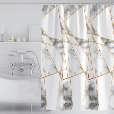 Dearartbath Gold Border Marble Shower Curtain Liner for Bathroom, 60''W*72''L In - Image 1 of 4