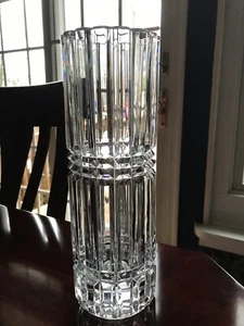 BEAUTIFUL VINTAGE HEAVY CUT GLASS CRYSTAL VASE WITH ELONGATED CUTS 11-3/4" - Picture 1 of 7