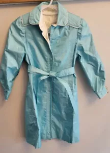 Vintage Rothschild Girls Beautiful Light Blue Rain Coat / Trench size 7 - Picture 1 of 12