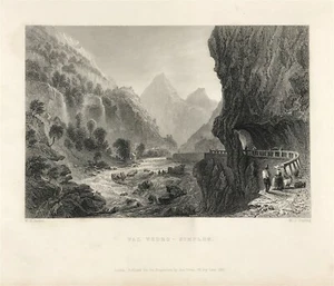 Suiza Val Vedro Simplon después de W Bartlett 1859 impresión antigua - Imagen 1 de 2