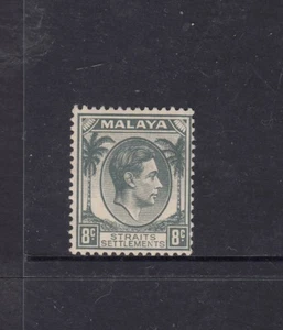 ASENTAMIENTOS ESTRECHOS: 1937-41 KGVI definitivos, Die I 8¢ Gris SG 283 £38, MLH. - Imagen 1 de 2