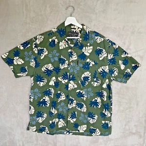 Abercrombie & Fitch Big Shirt Mens Lg Green Floral Resortwear Hawaiian Y2K VTG - Picture 1 of 12