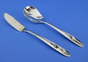 Cuchillo provincial de mantequilla de rosas Sears Roebuck cuchara de azúcar tradición acero inoxidable - Imagen 1 de 3