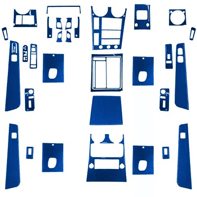 Kits de molduras de tablero de cubierta interior completa de fibra de carbono azul 45 piezas para Hummer H2 2003-07 Foto 1 de 4