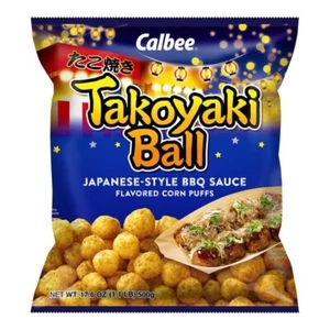 Takoyaki Ball Japanese Street BBQ Flavored Corn Puffs by Calbee 17.6OZ - Picture 1 of 4