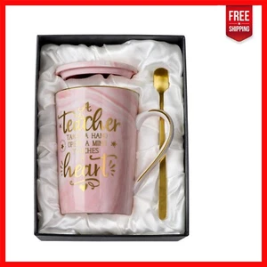 Elegant 14Oz Pink Marble Ceramic Teacher Mug - Perfect Gift for Appreciation - Picture 1 of 9