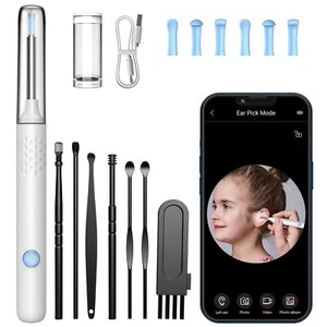 LMECHN Ear Wax Removal Kit,Otoscope with LED Light for iPhone, Android Phones - Picture 1 of 10
