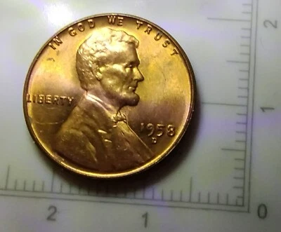 1958 D LINCOLN WHEAT PENNY ERROR "L" IS ON THE RIM UNCIRCULATED. "UN58D" - Image 1 of 4