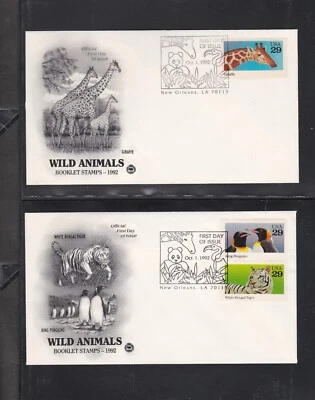 USA 1992 3 FIRST DAY COVERS WILD ANIMALS BIRD SNAKE CAT WITH CACHETS - Image 1 of 2