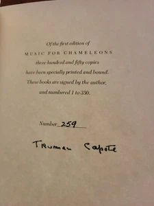 Truman Capote "Music for Chameleons" SIGNED LIMITED EDITION (1980) RARE Numbered - Imagen 1 de 10