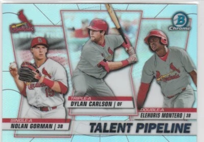 2020 Bowman Chrome Talent Pipeline Refractor Carlson/Nolan Gorman/Montero RC - Image 1 of 2