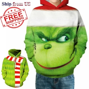 The Grinch Christmas 3D Printed Pullover Hoodie Hooded Sweatshirt Unisex Adult - Picture 1 of 9