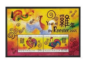 MINT 2005 CHRISTMAS ISLAND LUNAR YEAR OF ROOSTER STAMP MINI SHEET -TAIPEI O/P - Picture 1 of 1