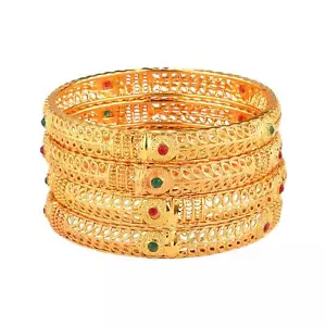 Bracelet Bangles Traditional Gold Plated Jewellery For Women & Girls Set of 4 - Picture 1 of 6