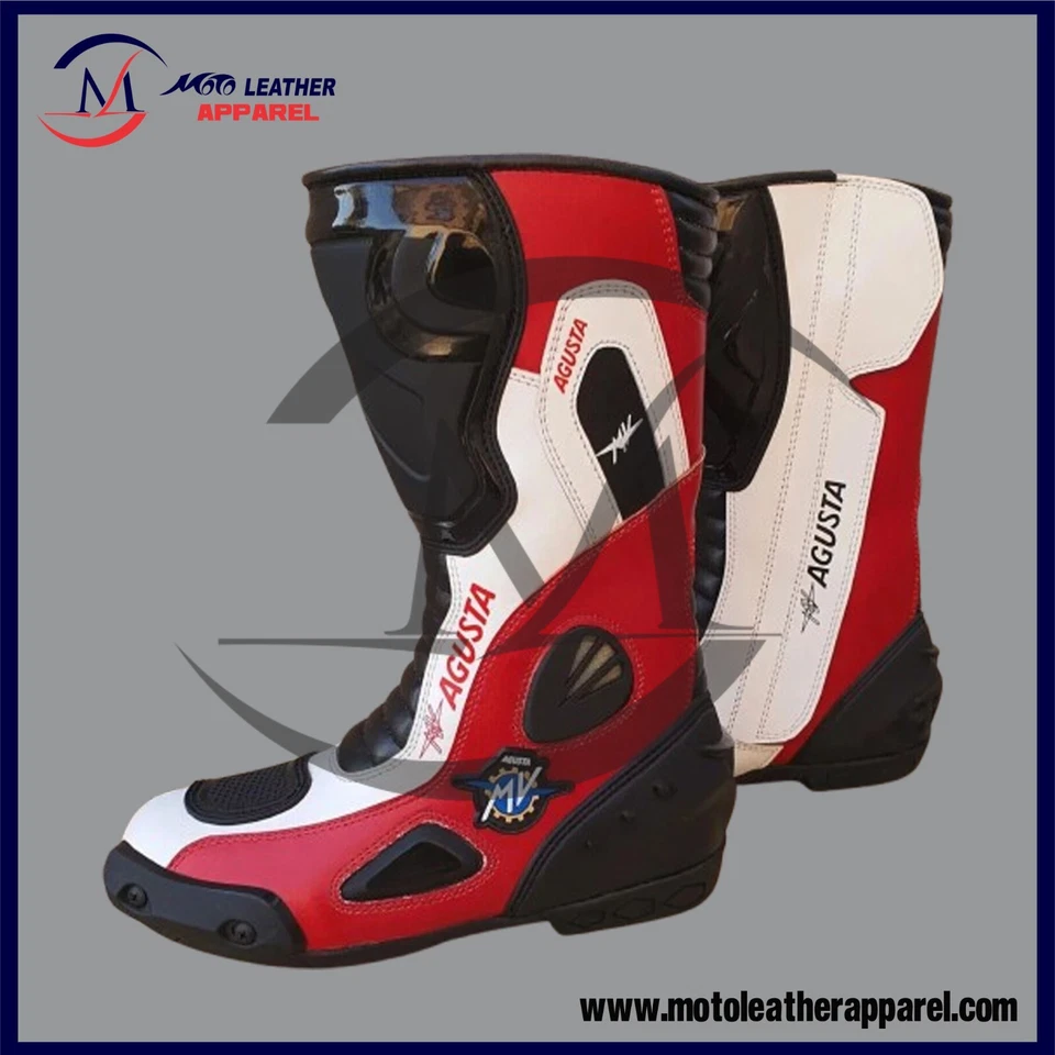 MV Agusta Motorcycle Motorbike Racing Leather Boots Shoes - Image 1 of 1