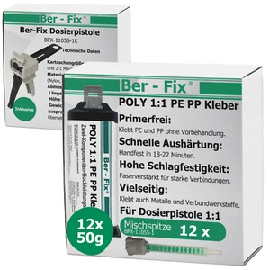 12x 50g 2K Poly 1:1 - PE PP Kleber LDPE POM LDPE POM und Dosierpistole - Bild 1 von 9