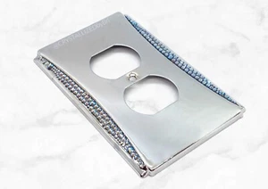 Bling Switch Plate AUSTRIAN CRYSTALS Outlet Plug Cover Brainerd Upton Chrome - Picture 1 of 10