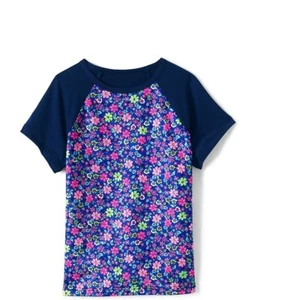 LANDS' END GIRL'S RASH GUARD SUN TEE- DITZY FLORAL - Picture 1 of 4