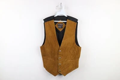 Chaqueta Chaleco Chaqueta Marrón Vintage Años 90 Streetwear Para Hombre Grande Gamuza Cuero Hebilla Trasera Foto 1 de 4