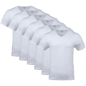 Men's V-Neck T-Shirts Multipack Style G1103 White 6-Pack 2X-Large - Picture 1 of 7