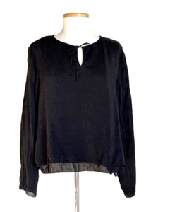 J.Jill Layered Lightweight Black Rayon Crinkle Blouse Top sz L - Picture 1 of 5