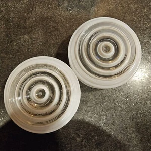 Vintage Art Deco Milk Glass Ceiling Light Shade Fixture Round Ribbed 6.25 X 3.25 - Picture 1 of 9