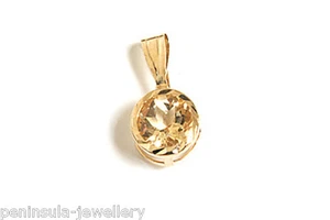 9ct Gold Round Citrine necklace Pendant no chain Gift Boxed Made in UK - Picture 1 of 4