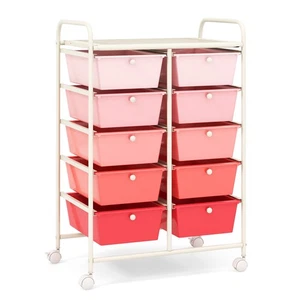 10-Drawer Rolling Storage Cart Tools Scrapbook Paper Organizer Pink Gradient - Picture 1 of 10