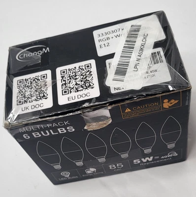 E12 LED Candelabra Light Bulbs 5W, Set of 6 Color Changing Candle Remote - Image 1 of 4